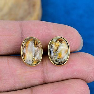 Natural Yellow Cat Eye Oval Shape Gemstone Dangle Hook Earring 18k Gold Micron Over 925 <b>Sterling</b> <b>Silver</b> - Product Image 2