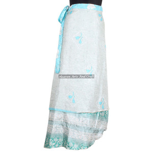 Beautiful Ladies Fashion Beach <b>Wrap</b> <b>Skirt</b> 2 Layer Reversible Magic Silk Saris <b>Wrap</b> Long <b>Skirt</b> Silk Sari Long Panel <b>Skirt</b> Fancy - Product Image 4