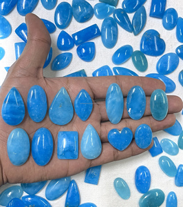 Cabochons en quartz héminorphite bleu Radha Arts, vente en gros pour la fabrication de pendentifs et de colliers, formes ovales 20-35mm - Product Image 3