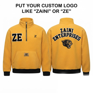 Premium 240 GSM Fleece <b>Men's</b> Running <b>Jacket</b> Orange Black <b>Half</b> <b>Zip</b> Embossed Custom Logo Waterproof Breathable Quick Dry Long - Product Image 1