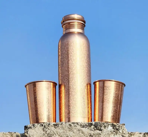 Copper Water <b>Bottle</b> Hammered Finish Portable Travel Drinkware Lids Included Classic Eco-Friendly Large Capacity - Product Image 3