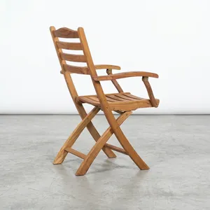 Silla Plegable de Jardín Olin Moderna de Madera de Teca con Acabado en Color Natural, Muebles de Exterior con Patas Cónicas y Estructura de Madera Sólida - Product Image 6