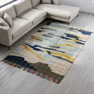 Handcrafted Multicolor Abstract Jute <b>Rug</b> with Geometric Pattern <b>Thick</b> Anti-Slip Fringe Modern Area Carpet Living Room Decor - Product Image 4