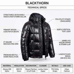 Chaqueta de Invierno Acolchada para Hombre, Ligera, Transpirable, con Capucha y Cuello Alto, con Logotipo Personalizado en la Parte Delantera, de Alta Calidad, OEM - Product Image 4