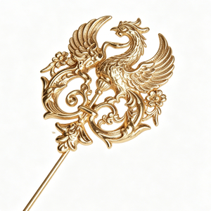 Broche Phénix Doré avec Motif Floral, Badge Métallique de Luxe pour Décoration de Mode, Épingles de Revers en Métal Personnalisées, Faits Main, Tendance - Product Image 5