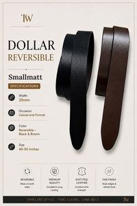 Italian Genuine <b>Leather</b> <b>Reversible</b> <b>Belt</b> for Men, Formal Business Dress <b>Belt</b> with Rotatable Buckle, Black & Brown - Product Image 4