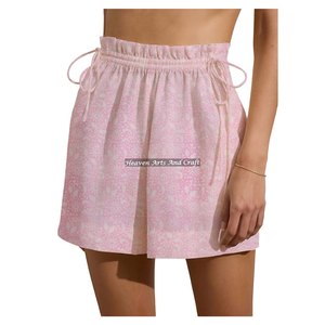 Shorts de week-end à cordon de serrage imprimés au bloc pour femme, en coton, pour l'été, la détente et la plage - Product Image 2