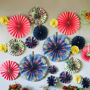 Éventail pliant ornements en papier décorations de fête fournitures - Product Image 1