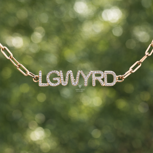 Customized Women's Luxury Name initial Diamond <b>Pendant</b> with paperclip Chain 14K 18K <b>Solid</b> <b>Gold</b> High Quality Lab Grown Diamond - Product Image 4