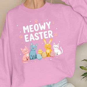 MEOWY PASCUA con gatos y huevos sudaderas de mujer - Product Image 2