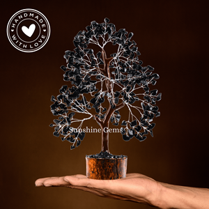 Wholesale High Quality Black Tourmaline Crystal Carved <b>Tree</b> of Life Silver Wire Gemstone Healing Stones Portable Home Decor - Product Image 2
