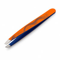 Pinzas Modernas para Cejas con Punta Puntiaguda de Acero Inoxidable, Herramienta de Precisión Duradera para el Cuidado de las Cejas, Diseño Naranja y Azul
