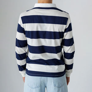 Camiseta Polo de Rugby de Manga Larga para Hombre, Transpirable, de Algodón, con Logotipo Personalizado OEM, Ropa Urbana de Fábrica, Camiseta Polo a Rayas de Algodón - Product Image 2