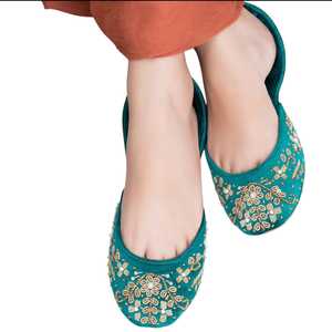 Indian Punjabi Style Khussa Pumps 2026 Designs Women Handmade Khussa <b>Shoes</b> Flat Embroidery Floral Summer Collection Daily Wear - Product Image 1