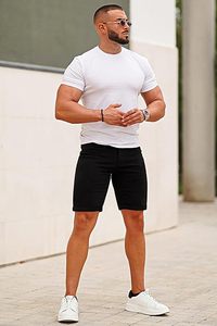 Men's <b>Black</b> Denim <b>Shorts</b> Mid Waist Straight Leg Casual Summer Cotton Breathable Woven Style - Product Image 2