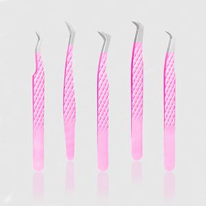 Pince à épiler d'extension de cils à pointe rose clair 45 degrés avec logo personnalisé grande quantité en acier inoxydable beauté en vrac - Product Image 5