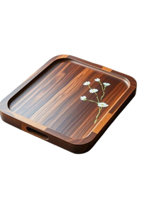 Bandeja de Madera Moderna Ecológica con Asas Doradas para Servir Café, Té, Bocadillos, Desayuno, Decoración de Mesa, Gran Venta - Product Image 6
