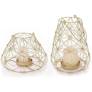 Portavelas Moderno Geométrico de Metal Dorado, Jaula de Alambre para Velas de Té, Centro de Mesa, Decoración para Bodas, Hogar y Hotel - Product Image 1
