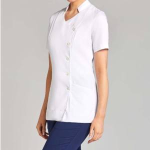 ชุดยูนิฟอร์มพยาบาลผ้าเดนิมคุณภาพเยี่ยม สีพื้น ระบายอากาศได้ดี สวมใส่สบาย เสื้อคอวี สำหรับงานทางการแพทย์ - Product Image 2