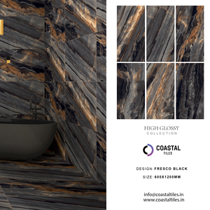 Carreaux de sol en porcelaine brillants bleu et blanc mélangés, très demandés, 600x1200x9mm, surface polie, résistants au feu, qualité AAA, isolation thermique - Product Image 3