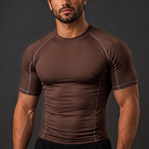 Rashguard personnalisé OEM imprimé par sublimation, séchage rapide, spandex polyester, pour hommes, manches courtes, BJJ MMA. - Product Image 5