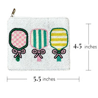 Dompet Koin Bordir Buatan Tangan Berhias Manik-Manik dengan Ritsleting, Bahan Katun Ramah Lingkungan, Tahan Lama, Berkualitas Tinggi, Unisex, Ringkas
