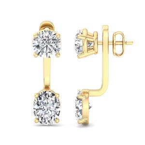 Pendientes de lujo en oro rosa con diamantes de corte redondo y ovalado, minimalistas, dos en uno, estilo gota, joyería de moda para mujer. - Product Image 5