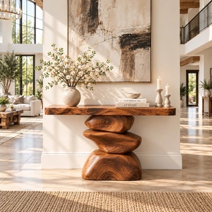 Mesa de Entrada de Madera Maciza de Lujo, Estilo Moderno de Diseñador, Mesa para el Fondo del Sofá, Mesa Decorativa para la Entrada de una Villa/Casa de Lujo - Product Image 4