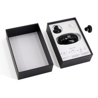 Boîte d'emballage écologique durable pour écouteurs avec logo personnalisé en relief, revêtement UV, insert en plastique avec feuille d'or