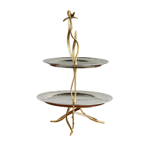 Antique Design <b>3</b> <b>Tier</b> <b>Cake</b> <b>Stand</b> With Butterfly & Design Decorative Silver Finish Metal Serving Platter For Parties & Home Decor - Product Image 3