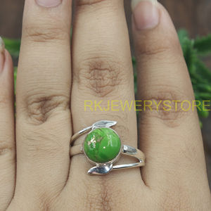 Green Copper Turquoise <b>Ring</b> 925 Sterling Silver Handmade Designer Gemstone <b>Ring</b> <b>Statement</b> Jewelry Gift for Women Girlfriend Her - Product Image 2