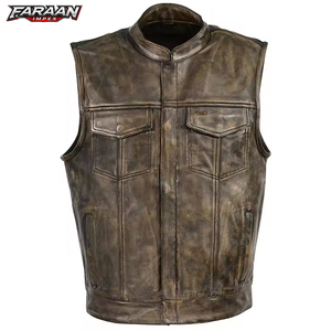 Breathable Leather Vest For Men's Sleeveless <b>Stand</b> Collar Signal Button Pockets Winter Wear Windproof Outer Wear Leather Vest - Product Image 1