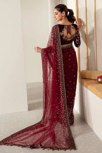 Ensemble de Blouse et Saree de Mariage Pakistanais pour Femme, en Velours Marron et Rayonne, Longueur Ras du Sol, Coupe Trapèze, Grande Taille, Robe de Luxe - Product Image 2