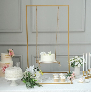 Creative spiral staircase gold metal cake stand features multiple <b>steps</b> leading to a top <b>platform</b> available at wholesale prices. - Product Image 3