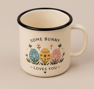 High Quality Custom Branding Enamel Coffee <b>Mug</b> Spring Celebration Series Iron Metal Cup Featuring Easter Egg Motif - Product Image 1