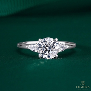 แหวนทองคำแท้ 9K/10K/14K/18K ประดับเพชรทรงกลมและทรงหยดน้ำ ขนาด 6.25 มม. พร้อมใบรับรอง IGI สำหรับผู้หญิง ของขวัญยอดนิยม - Product Image 4