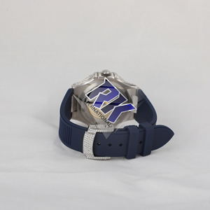 Reloj de Lujo Personalizado con Diamantes Moissanite para Hombre, Correa de Goma Azul de 20 mm, Estilo Hip Hop - Product Image 3