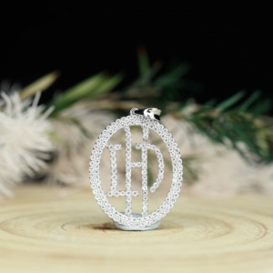 Iced Out Letter Name <b>Initial</b> <b>Pendant</b> 925 Sterling <b>Silver</b> Moissanite Round Brilliant Cut Stone Luxury Circle Themed Charms - Product Image 1