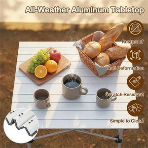 28\" Silver Foldable Camping <b>Table</b> with Aluminum Top 150 Lbs Capacity Portable Picnic <b>Table</b> with Carry Bag - Product Image 6