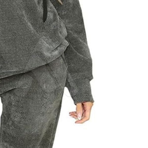 Conjunto Deportivo de 2 Piezas para Mujer, Invierno, Lavado Ácido, Diseño Sólido, Sudadera con Capucha, Pantalones Deportivos, Casual, Transpirable, Ecológico, 100% Algodón - Product Image 5