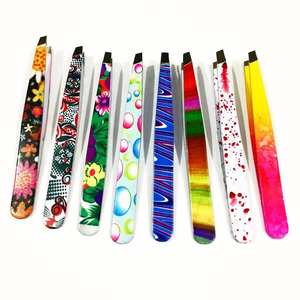 Pinzas de acero inoxidable para pestañas, herramienta de belleza oblicua para injerto de pestañas postizas y extracción de vello. - Product Image 3