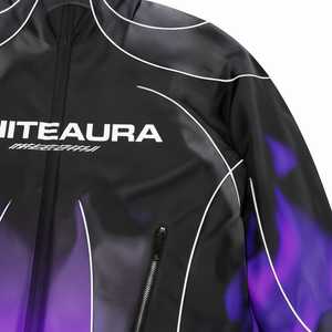 Ensemble coupe-vent en nylon léger violet uni avec logo personnalisé, streetwear, survêtement ample, veste à capuche imperméable, pantalon, ensemble 2 pièces - Product Image 2