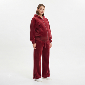 Ensemble de survêtement en velours avec fermeture éclair pour femme, idéal pour l'hiver, l'allaitement et la grossesse - Product Image 5
