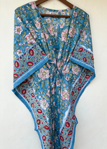 Robe Kaftan sans manches en coton décontractée à imprimé floral tropical numérique Naaz Textile pour femmes, Asie et îles du Pacifique - Product Image 5