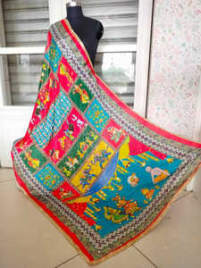 Nuevo elegante bordado hecho a mano espejo trabajo paquistaní seda Dupattas bohemio bordado a mano colorido Dupattas para ropa de mujer - Product Image 3