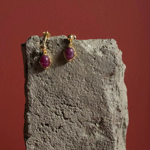 Pendientes de rubí hechos a mano en plata de ley 925 con baño de oro de 14 quilates, joyería de piedras preciosas para damas de honor y bodas, para mujeres. - Product Image 1