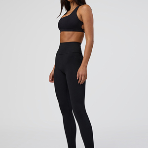 Sujetador deportivo sin costuras para mujer, negro, con espalda cruzada, cuello cuadrado, soporte medio, para yoga y fitness - Product Image 4