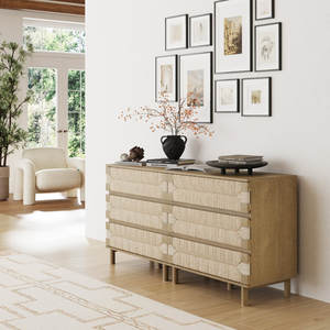DreamCraft Vietnam Commode de chambre à coucher avec panneaux en jonc de mer tissés à la main Meubles écologiques - Product Image 1
