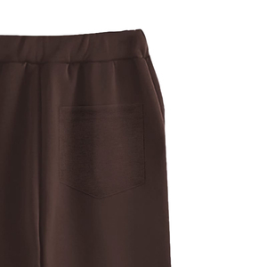 Ensemble de survêtement décontracté unisexe en coton 100% écologique marron, couleur unie, 2 pièces, sweat à capuche zippé à manches longues pour femme - Product Image 3