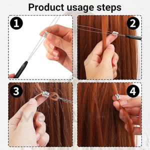 Colorful Extension Threading Loop Needle Micro Bead Wire <b>Puller</b> Feather Installation Hook Hairdressing Tools Trade - Product Image 6